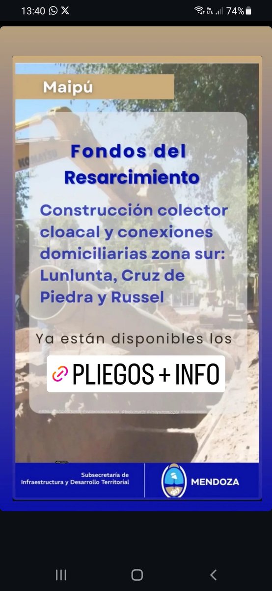 bloqueFCMmaipu's tweet image. Pliegos disponibles Maipú 
Colector cloacal #Lunlunta #CruzDePiedra #Russell
