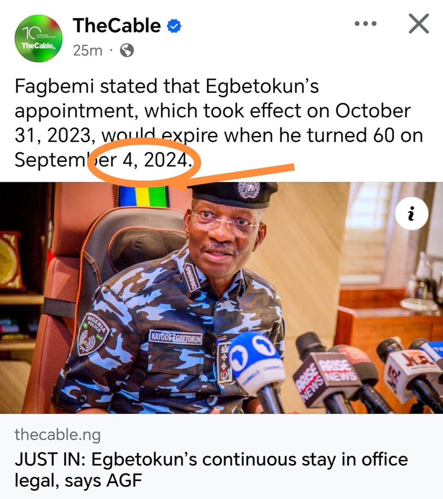 YeleSowore's tweet image. It is unacceptable for Kayode Egbetokun, the Illegal General of Police, to supervise the retirement of his contemporaries and age-falsifying co-conspirators while retaining his position in the Nigeria Police Force. Equal principles must apply to everyone.  #EgbetokunMustGo…
