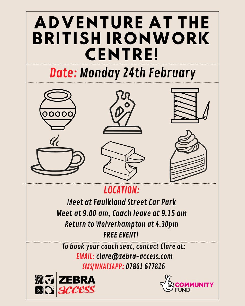 Zebra Access CIO (@zebraaccess) on Twitter photo Join us on 24th Feb for an adventure to <a href="/BritishIronwork/">The British Ironwork Centre</a>!
- Explore stunning metal sculptures
- Snap pics on the walking trail
- Relax in the luxury cafรฉ
Limited spacesโbook now!
Big thanks to <a href="/TNLComFund/">The National Lottery Community Fund</a> & <a href="/HeritageFundUK/">The National Lottery Heritage Fund</a> Join us on 24th Feb for an adventure to <a href="/BritishIronwork/">The British Ironwork Centre</a>!
- Explore stunning metal sculptures
- Snap pics on the walking trail
- Relax in the luxury cafรฉ
Limited spacesโbook now!
Big thanks to <a href="/TNLComFund/">The National Lottery Community Fund</a> & <a href="/HeritageFundUK/">The National Lottery Heritage Fund</a>