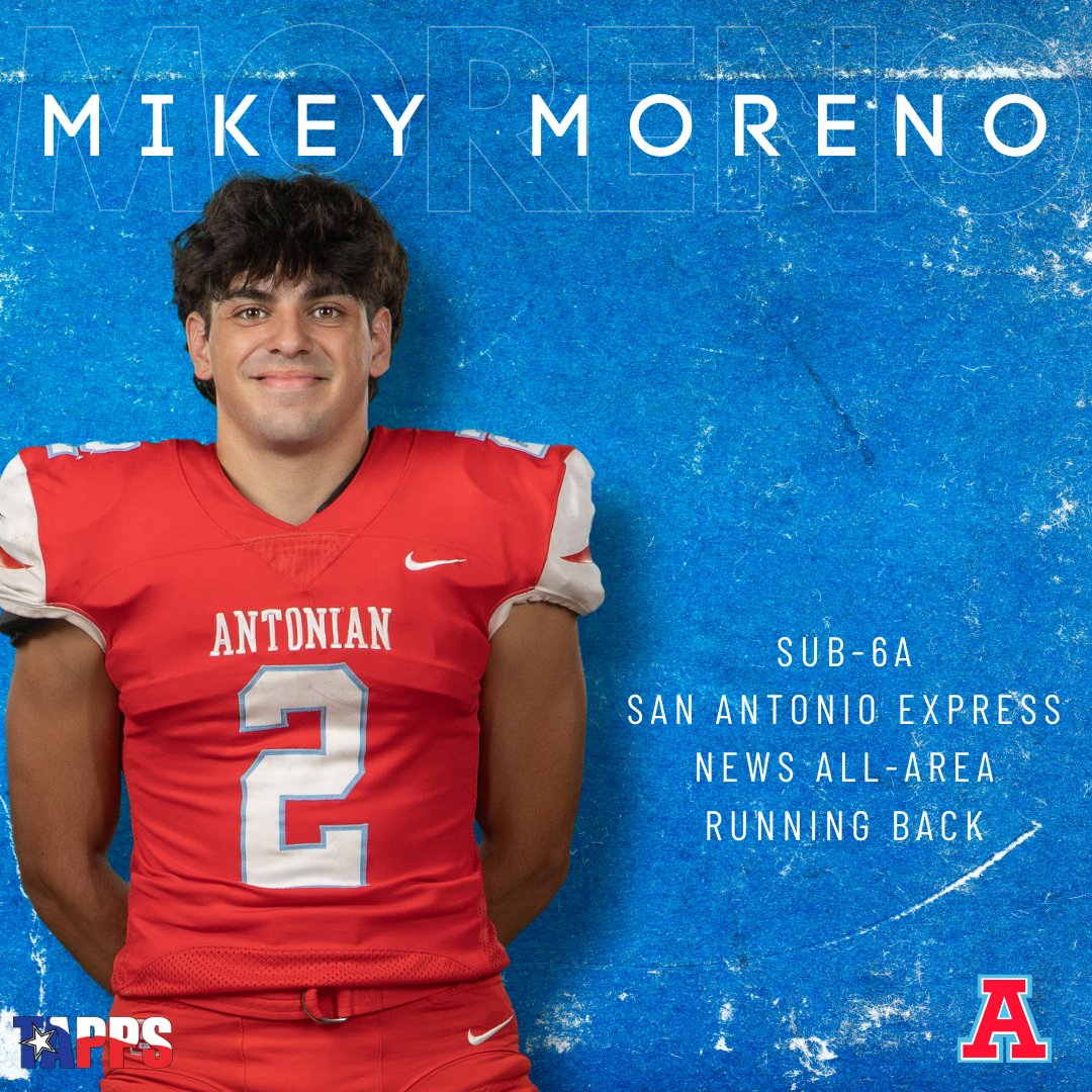 🏈Congratulations Mikey!🏈

Mikey Moreno was selected as Sub-6A Express News All-Area Running Back!

Congratulations!

#weareantonian #rolltribe #acpfootball