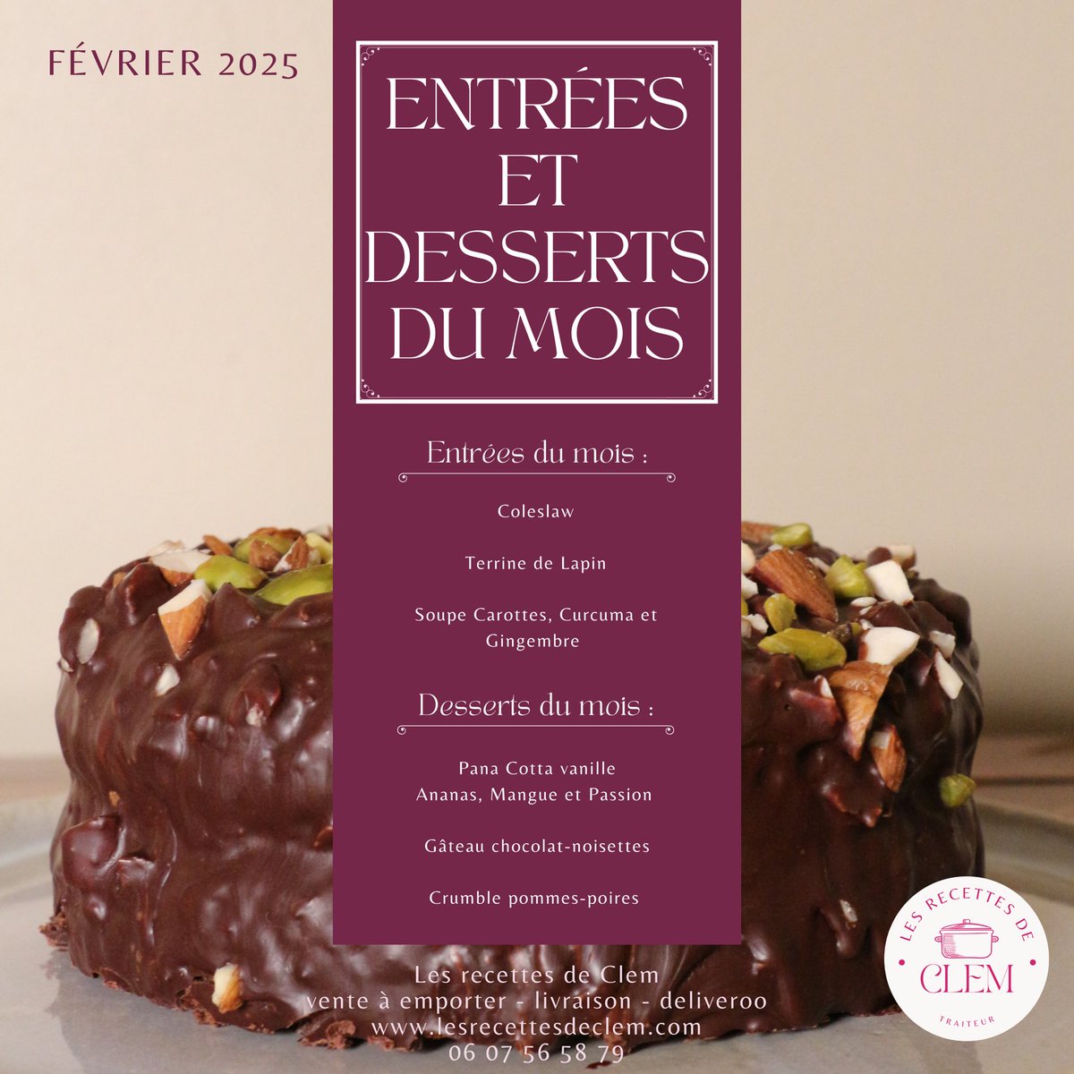 recettesdeclem's tweet photo. Menu du mois de Février ! 😋✨

Commande à emporter - Livraison - Deliveroo 

Pour prendre vos commandes : 
par mp ou au 0607565879 📞

#food #nourriture #cuisine #faitmaison #traditionnelle #menudujour #recettes #cuisinefrancaise #cuisineméditerranéenne #troyes #deliveroo https://t.co/QLf7uagsaZ