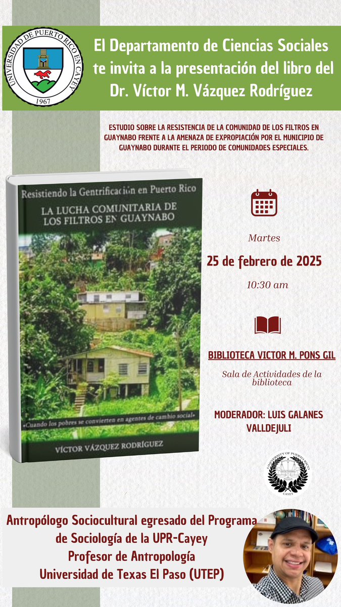 Rovazco's tweet photo. Puerto Rico 🇵🇷 los espero a todos y todas UPR Cayey. Book 📕 presentation ✊ https://t.co/PjHhXlb2ti