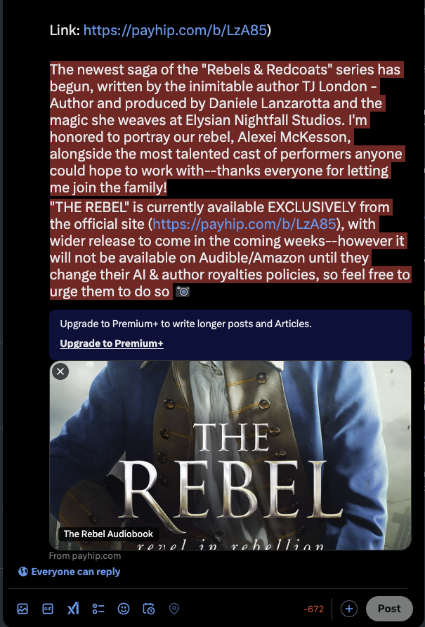 AdamGoldVO's tweet photo. Today is the multicast release of "THE REBEL": a Revolutionary tale of love, loss, and the journey of one rebel--caught between warring worlds--to find not just what he's willing to die for...but more importantly, what he's determined to live for.
 
Link: https://t.co/yV7qpzYuyz) https://t.co/N6VBHkD4vX