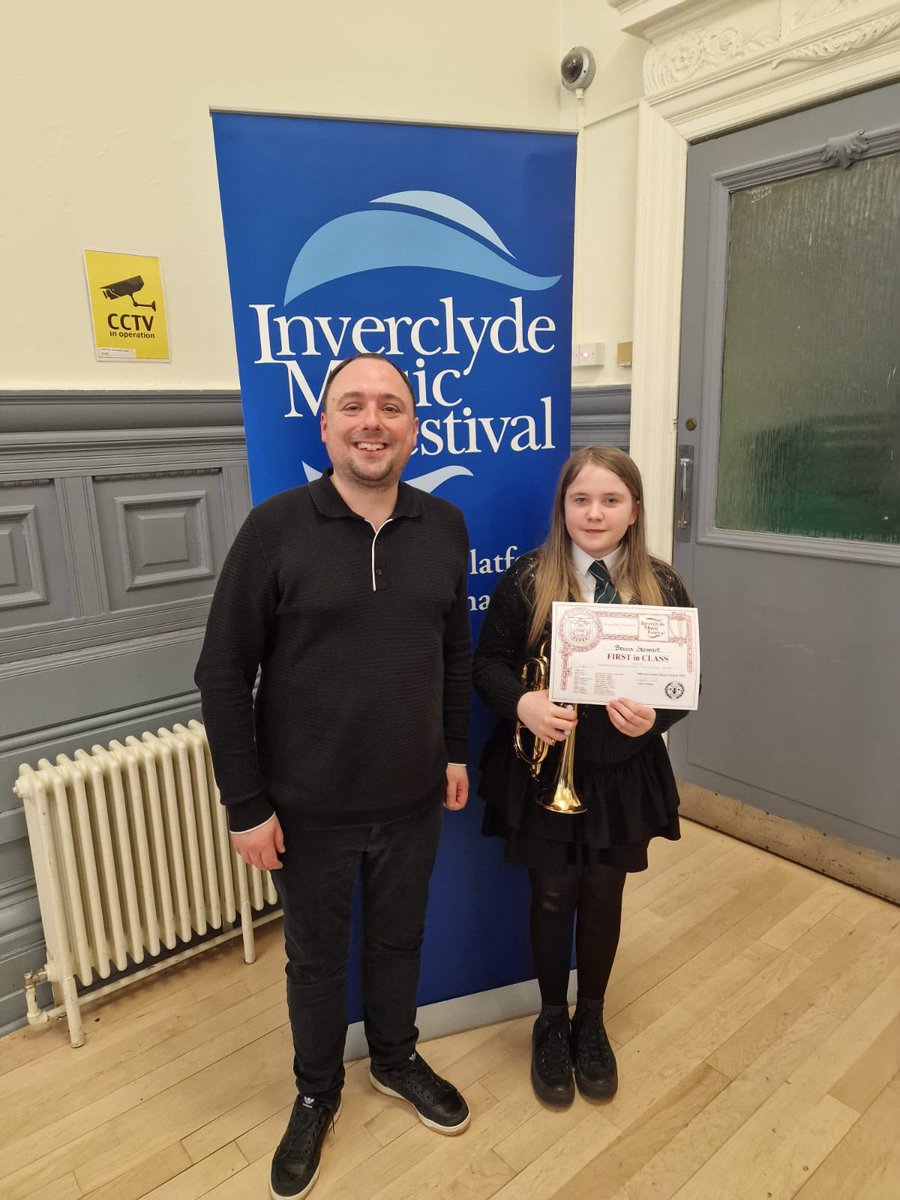 CAFSSHS's tweet photo. Congratulations to S1 cornet player Becca who was placed 1st in the Brass Solo Grade 1&amp;2 class 👏🏻 very proud of Becca’s achievement! Thanks to @mrfodenbrass for all of his help and support! @StStephensHS @sshsparents @InverclydeMusic @InverclydeFest https://t.co/obrHXeBwKA