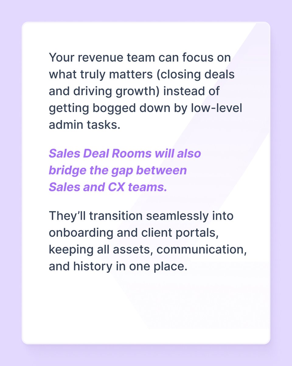 nimbuswebinc's tweet image. 🚀 A part of our vision for 2025 is to cover the entire client journey—from pre to post-sales. That&apos;s why we&apos;re introducing you to #FuseBase Sales Deal Rooms
🙌 Share with us your thoughts and expectations!