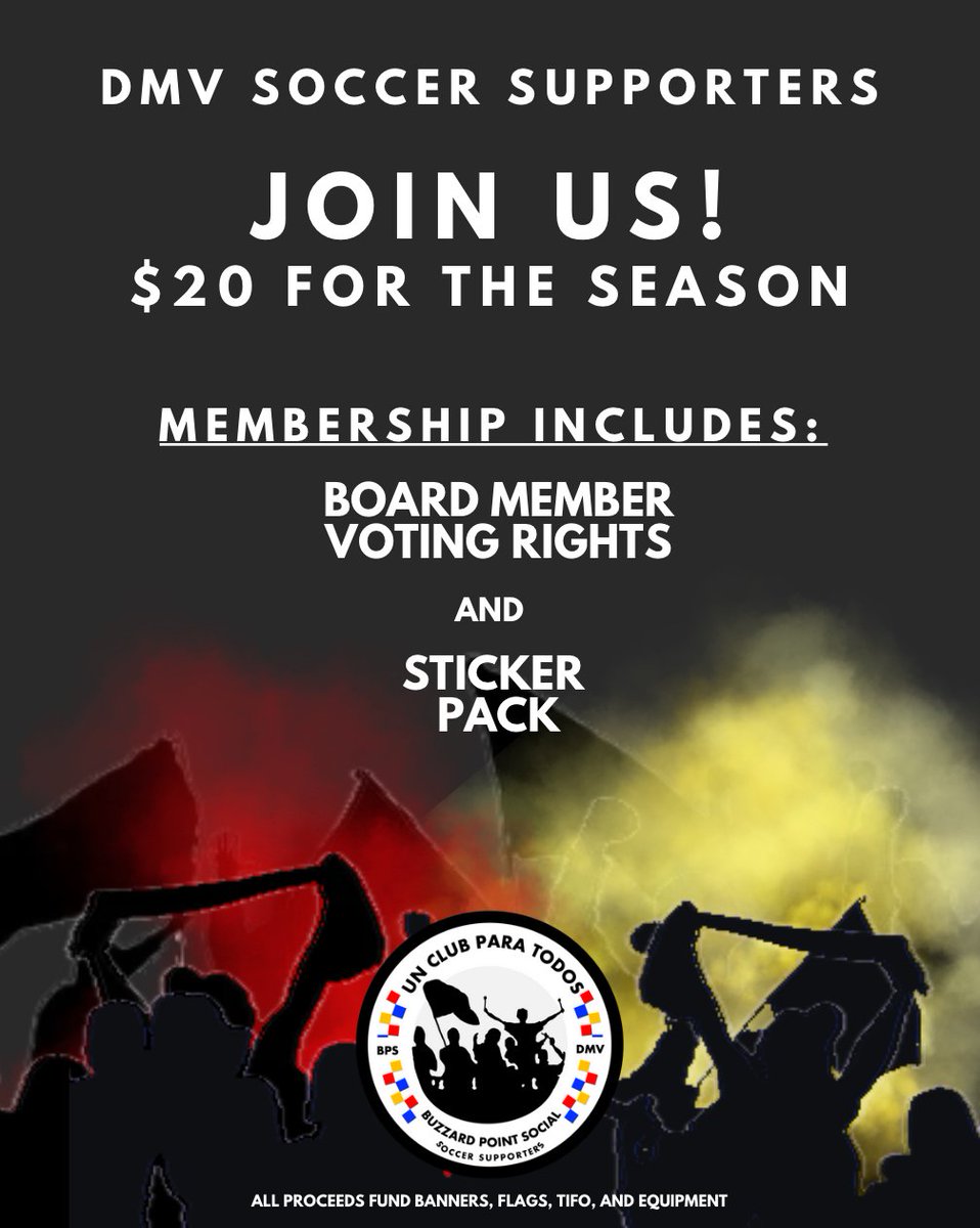 BuzzardPointSoc's tweet photo. It's time to get ready for the #DCU #VamosUnited #ThatsTheSpirit and #LetsRide seasons! Join us! Only $20 and you get to help fund us for this season and a great sticker pack! Join link is in our profile! https://t.co/dS3FxmpnSs