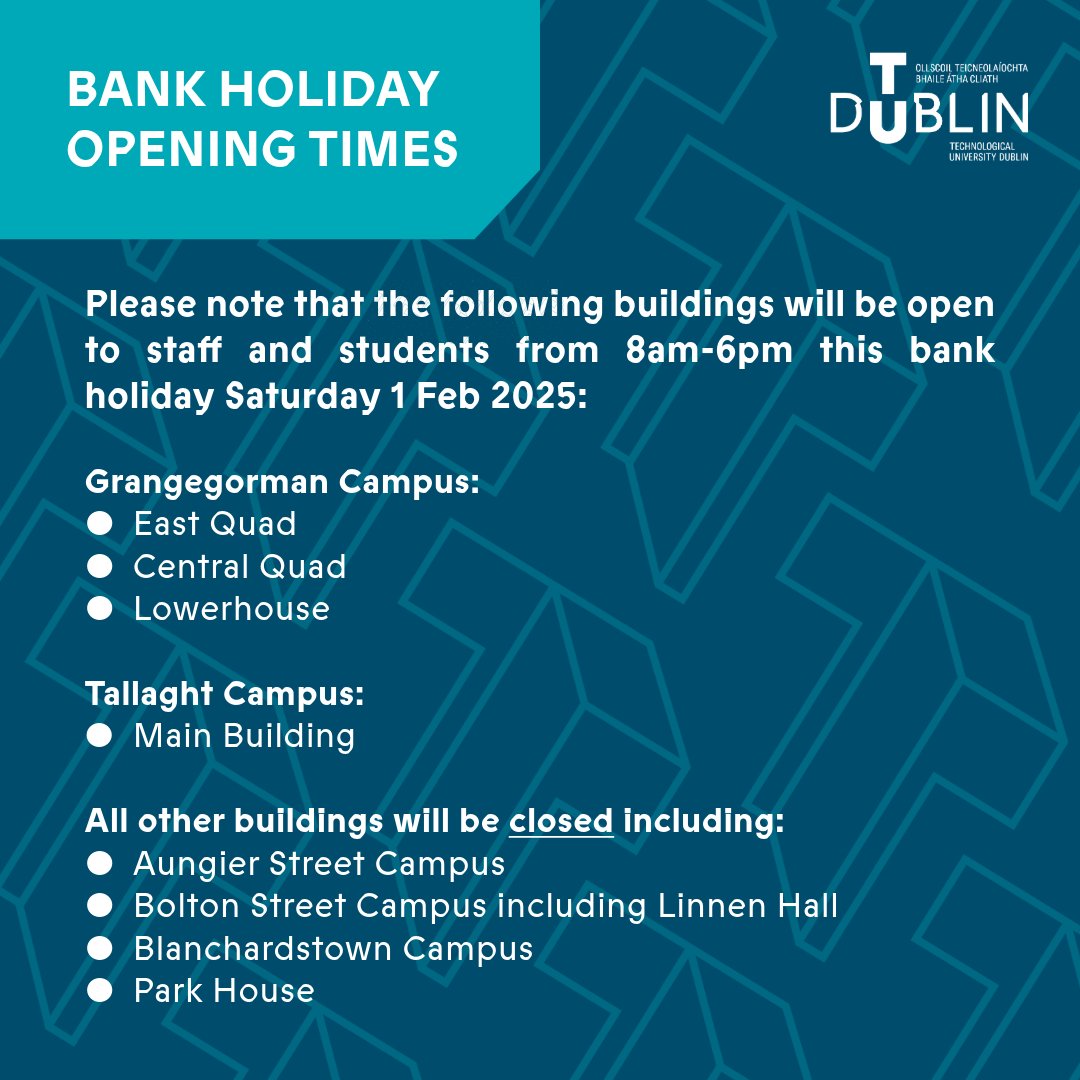 ⏰Please note our Bank Holiday opening times across all our campuses: