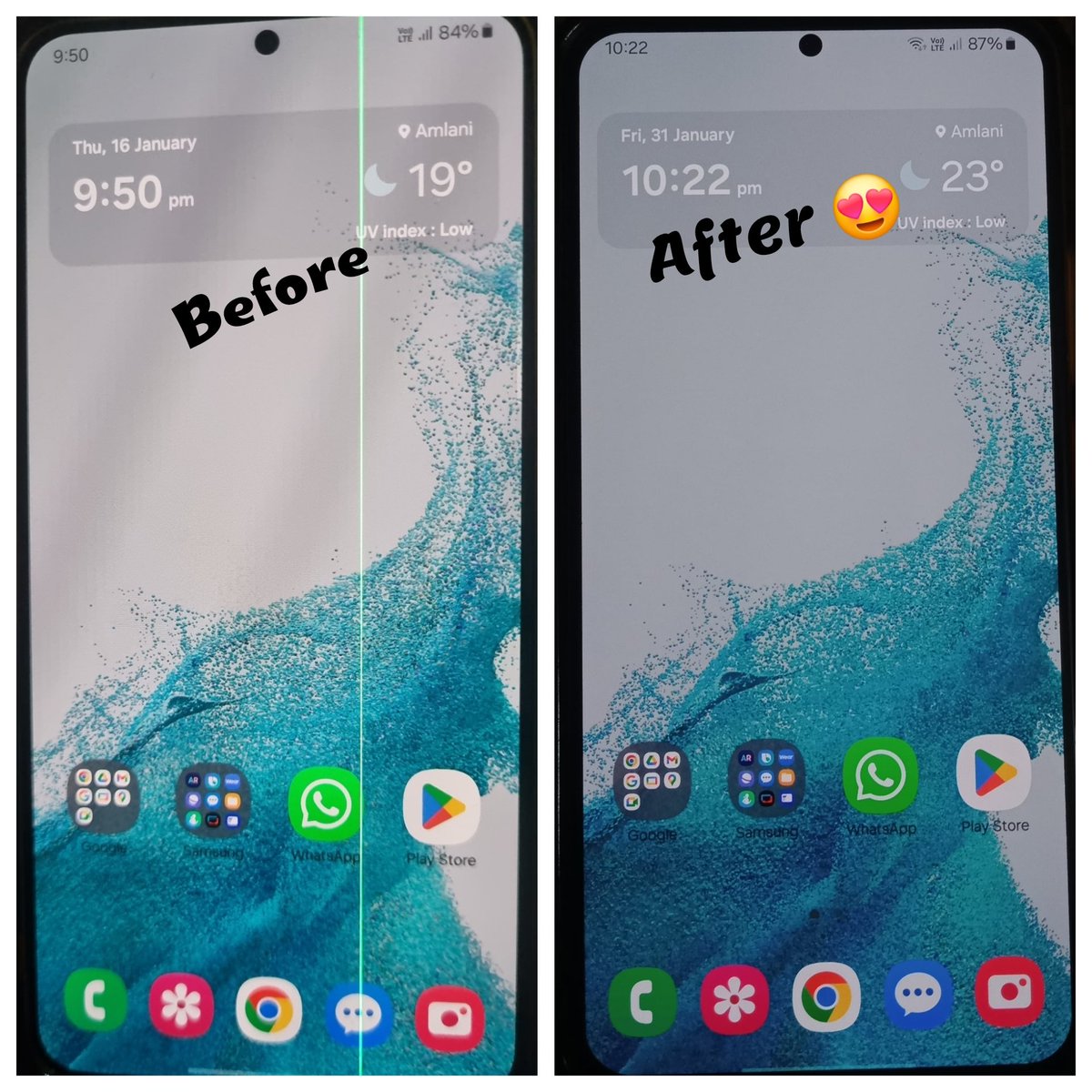 adas0262's tweet photo. Thank you, @SamsungIndia @SamsungMobile, for addressing my concern and providing a subsidized display replacement for my Galaxy S22+. I appreciate the support and resolution, which reinforces my trust in Samsung. Looking forward to continuing my journey with Samsung devices! https://t.co/DDsr9Q0oav