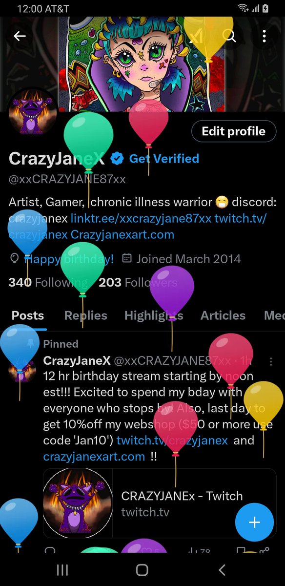 Its TIIIIIIMMMEEEEE! 12 HR BIRFDAY STREAM STARTS NOW!! 🎂🎈🎉🎂🎈🎉🎂🎈🎉 twitch.tv/crazyjanex