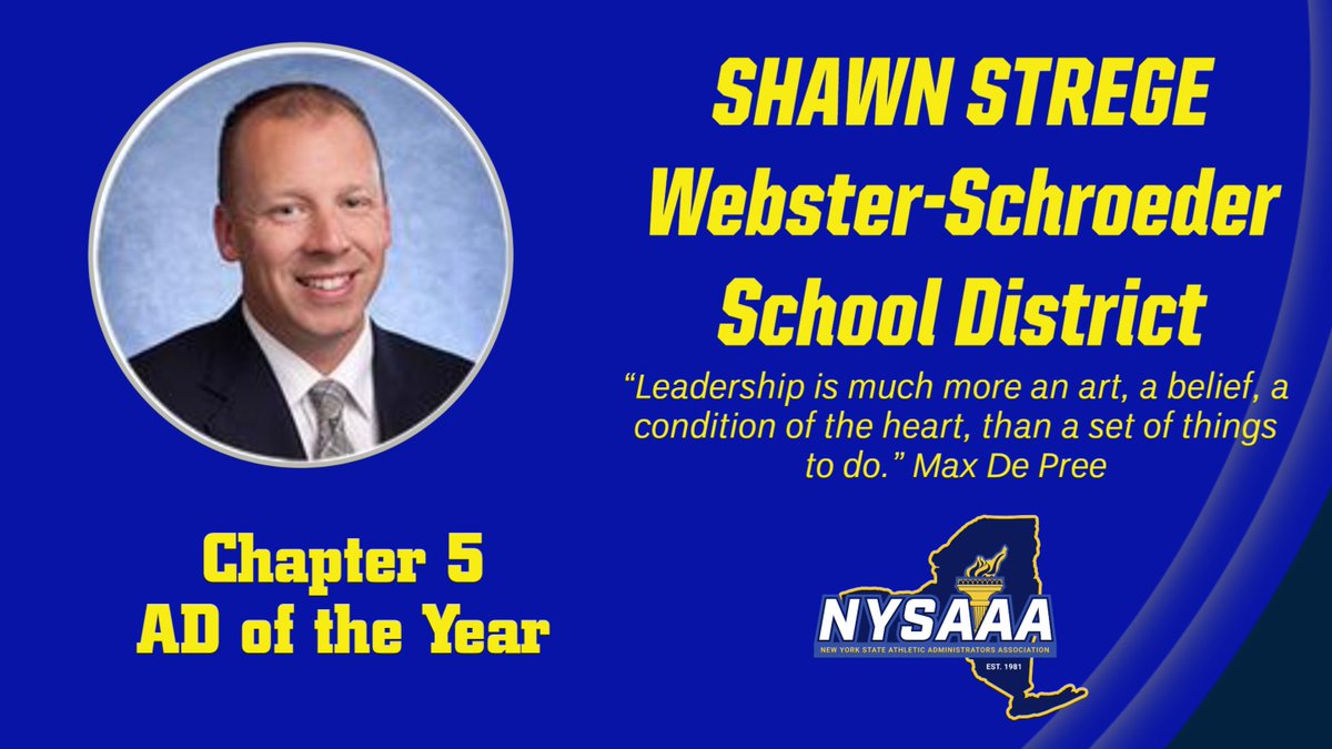 NYSAAA6's tweet photo. Shawn Strege is our next honoree from Chapter 5.  He feels privileged to serve at his alma mater and within the Monroe County Public School Athletic League, working alongside talented colleagues and mentors who share his commitment to excellence.  Congratulations, Shawn!! https://t.co/lpRErUJXqn