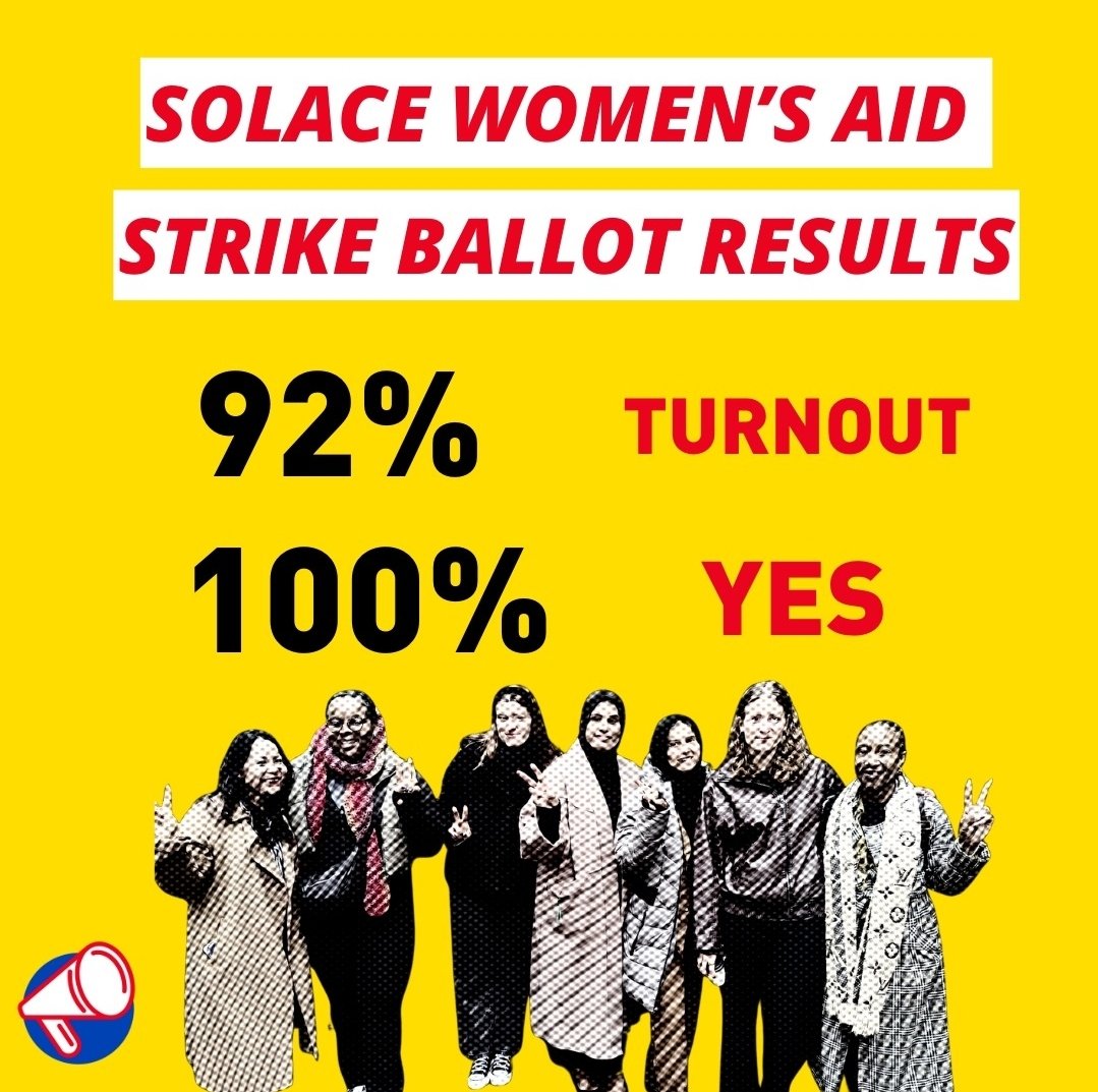 BREAKING 

📢 Domestic violence workers in Tower Hamlets have voted FOR STRIKE ACTION following planned redundancies

📢 Women's lives are at risk if these cuts are not stopped

This is unprecedented in the VAWG sector: these incredible women have our full support

#SistersUnited