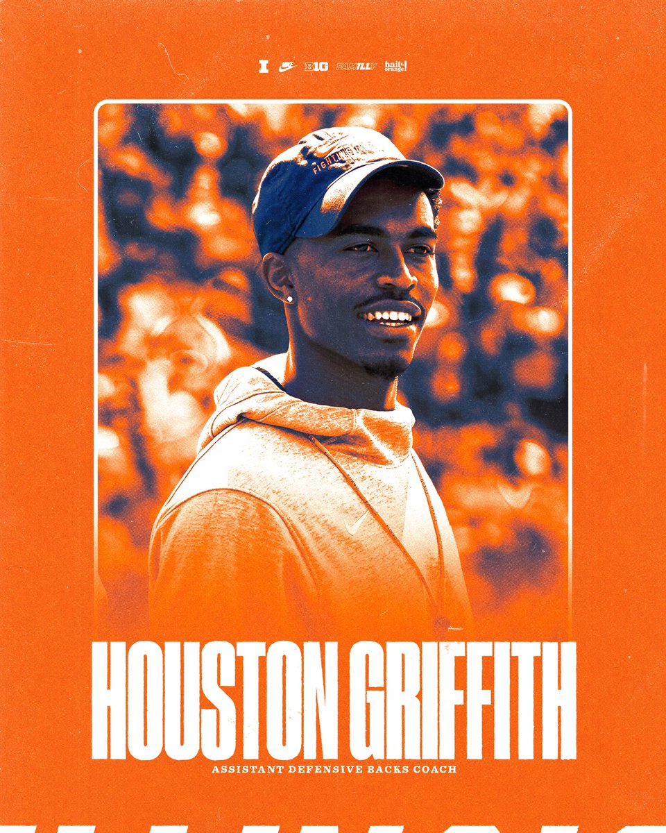 IlliniFootball's tweet image. Congrats to @CoachGriffith3 on moving over to the defensive side of the ball!

🟠 FightingIllini.com/HoustonGriffith