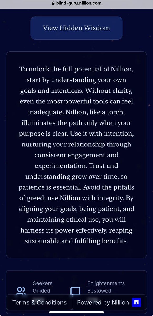 Evening wisdom from Blind Guru.

gNillion.