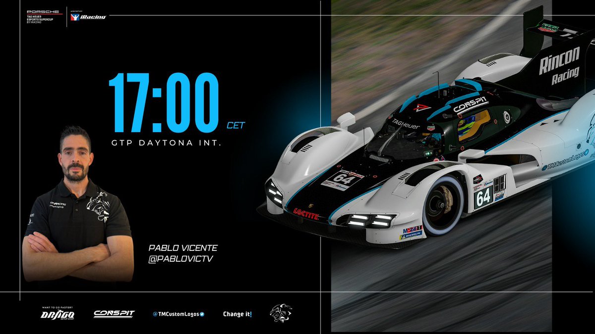 RinconRacing TMCustomLogos (@rinconracing) on Twitter photo PESC All-Stars!🏁
Round 1!🏁
Debutamos en este campeonato organizado por <a href="/iRacing/">iRacing</a> y <a href="/PorscheRaces/">Porsche Motorsport</a>, donde de forma inesperada El Rey ha sido invitado y promete no dejar a nadie indiferente🔥.
🙎🏻♂️<a href="/PabloVicTV/">Pablo Vicente 👑</a>
🇺🇸Daytona
🚗 Porsche GTP
⏰ 17:00hs 🇪🇸
#iRacing #PESC #PESCAllStars PESC All-Stars!🏁
Round 1!🏁
Debutamos en este campeonato organizado por <a href="/iRacing/">iRacing</a> y <a href="/PorscheRaces/">Porsche Motorsport</a>, donde de forma inesperada El Rey ha sido invitado y promete no dejar a nadie indiferente🔥.
🙎🏻♂️<a href="/PabloVicTV/">Pablo Vicente 👑</a>
🇺🇸Daytona
🚗 Porsche GTP
⏰ 17:00hs 🇪🇸
#iRacing #PESC #PESCAllStars