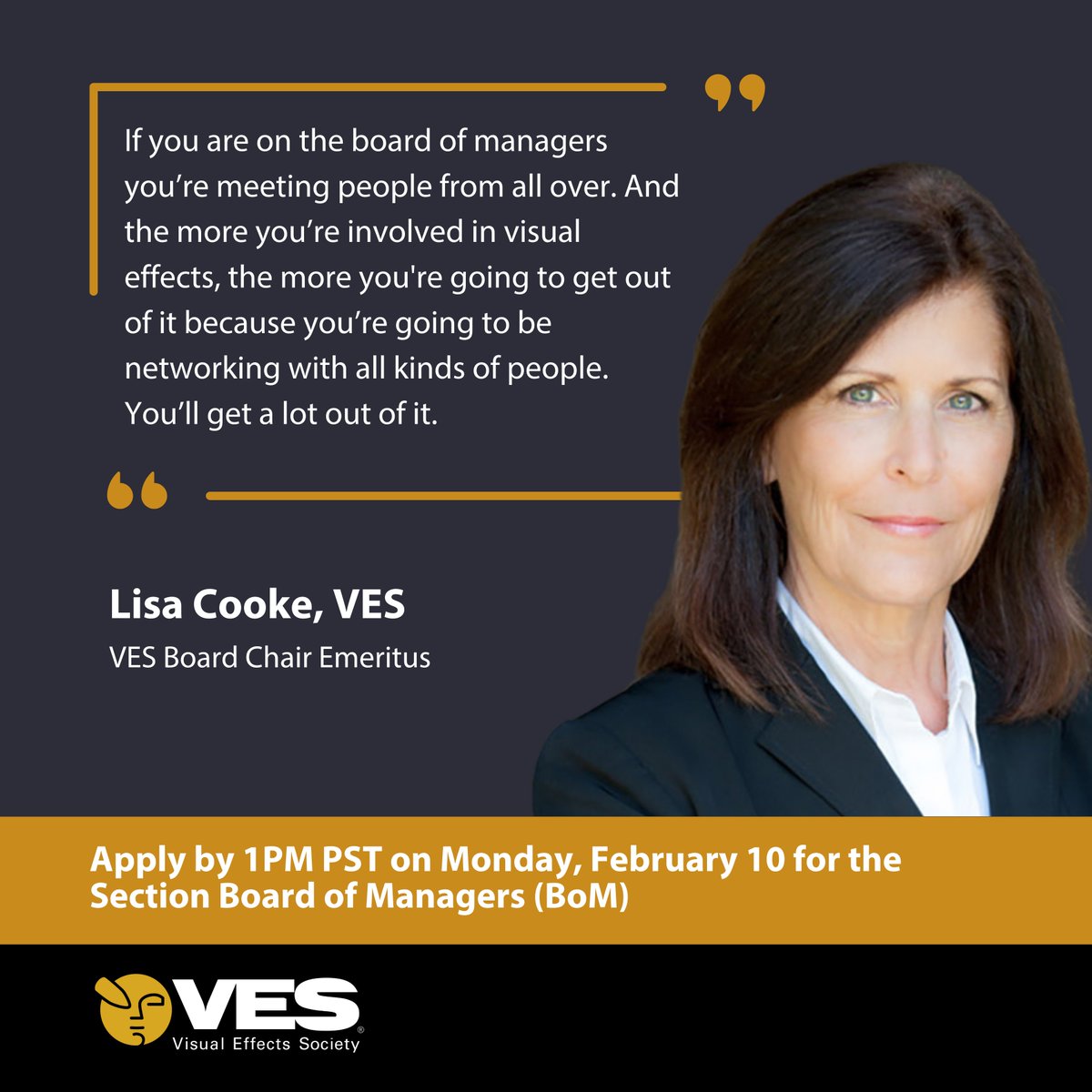 Attention VES New York members! Applications for the Section Board of Managers are now open. Interested in helping shape the VES New York Section and bringing new ideas to our activities? Don't hesitate—apply now!

Deadline is February 10th!

Apply here: vesglobal.org/2025-bom-nomin…