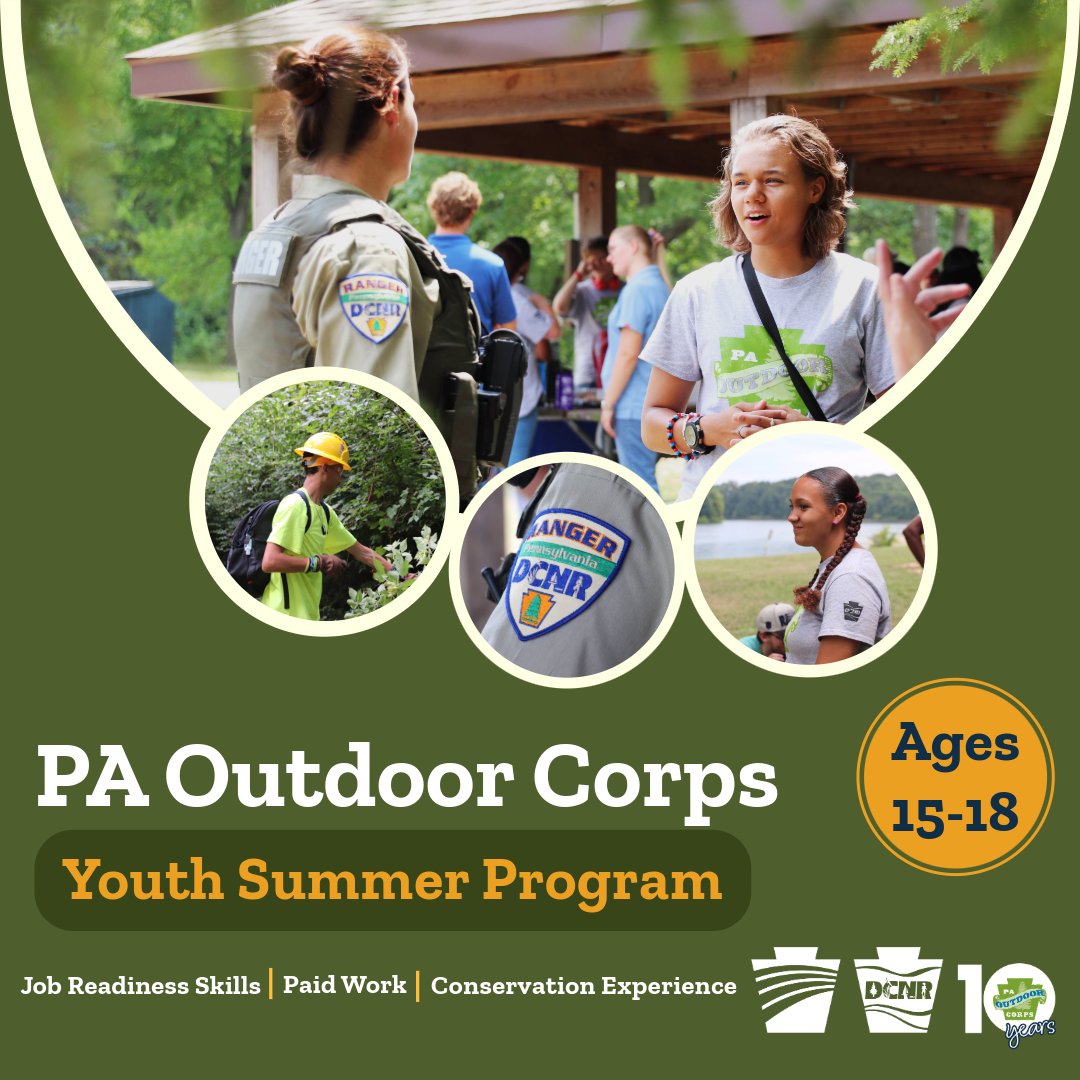 PA Department of Labor & Industry (@palaborindustry) on Twitter photo Love the outdoors? Get paid to explore Pennsylvania’s beautiful state parks and forests. 🌲
The Pennsylvania Outdoor Corps Program is accepting applications through February 15. Supported by L&I and managed by <a href="/DCNRnews/">PA Department of Conservation & Natural Resources</a> and <a href="/the_sca/">SCA</a>, the program provides youth and young adults Love the outdoors? Get paid to explore Pennsylvania’s beautiful state parks and forests. 🌲
The Pennsylvania Outdoor Corps Program is accepting applications through February 15. Supported by L&I and managed by <a href="/DCNRnews/">PA Department of Conservation & Natural Resources</a> and <a href="/the_sca/">SCA</a>, the program provides youth and young adults