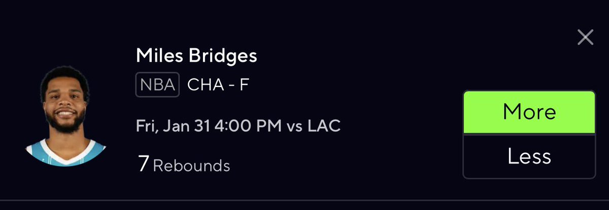 LeGoatBets's tweet photo. 🚨🏀 NBA PLAY #1 🏀🚨

💰Miles Bridges O 7.0 REB💰

⭐️ Bridges has a 100% hit rate this season w/o LaMelo &amp; Mark Williams playing (7,10). LAC has allowed the last 3 starting SF to clear their rebound line.

#prizepicks #gamblingx https://t.co/VbgUWL5RK9