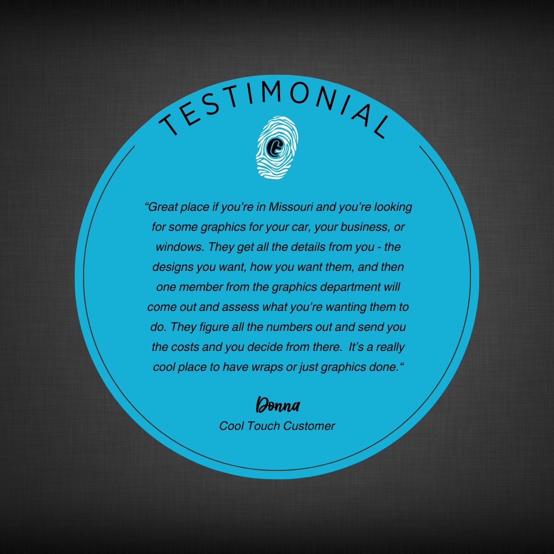 We’re blushing! 🥰 Nothing beats a glowing review. Check out why our clients love us!

#ThankYou #ClientLove #CustomerFirst #Testimonial #GraphicDesign #VehicleWrap #WindowGraphics #Branding #StCharlesMo #StLouisMo