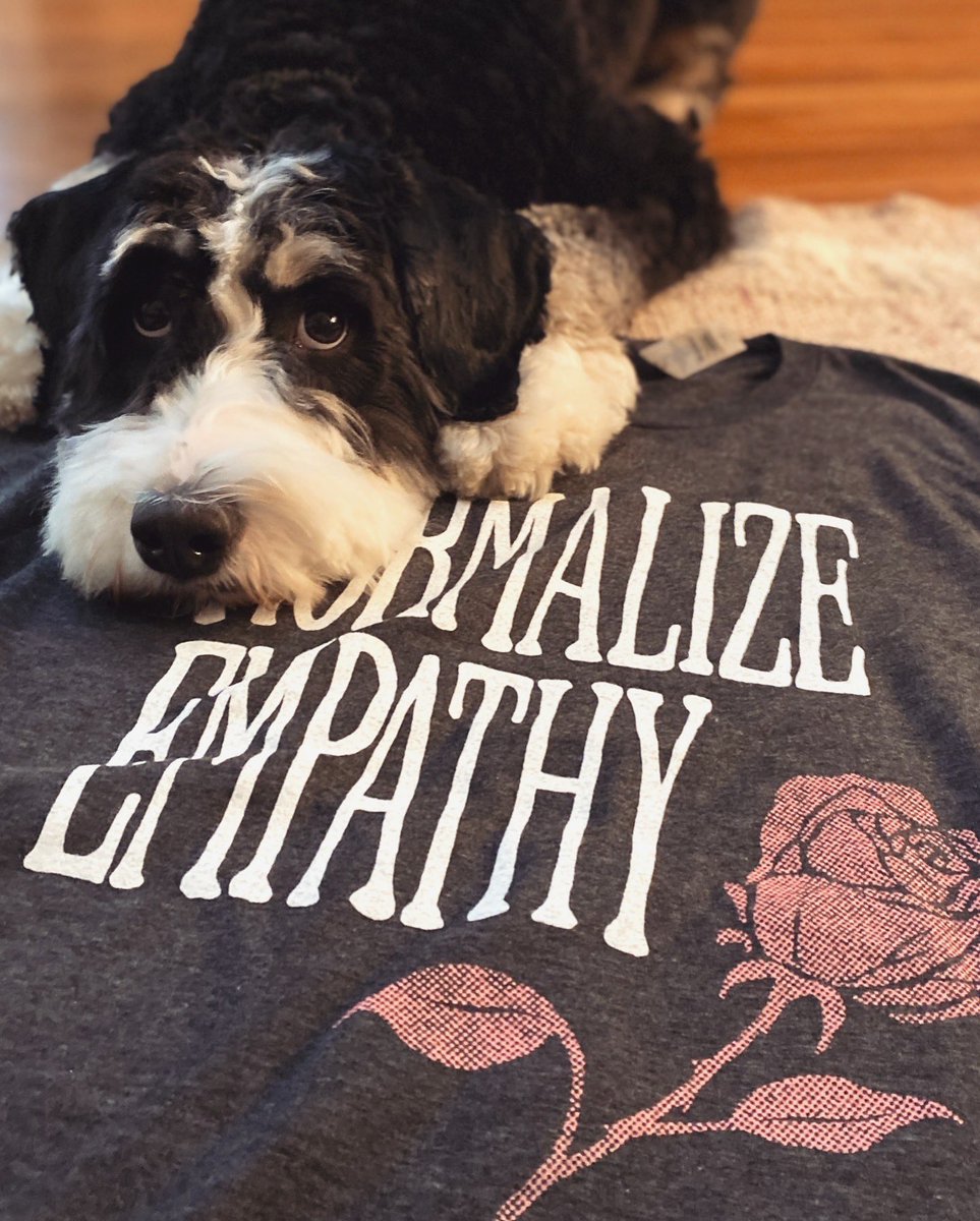 The first batch of Normalize Empathy shirts came off the press today. Thank you for all of the orders and kind words (they may sell out soon, but we’ll print more), and thanks to ace studio hound Bea Cool for her unrelenting support. Hang in there ✌🏻♥️

hogislandpress.com/product/normal…