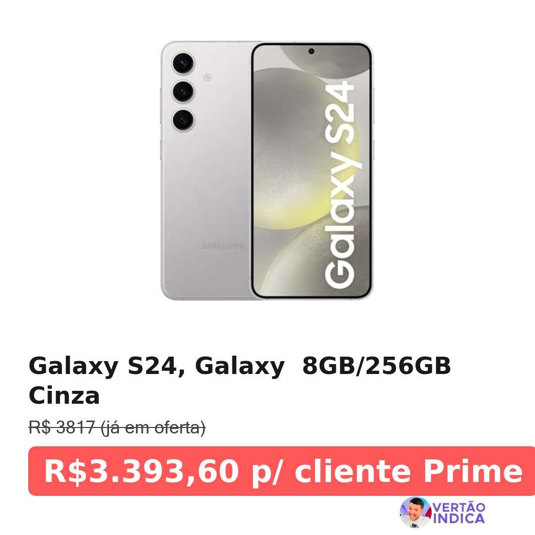 CORREEEE‼️
📱 Galaxy S24  8GB/256GB Cinza por R$3.393 🔥

Para cliente Prime à vista no Pix ou boleto (10% off)

🛒 amzn.to/3CzsvB1

👉 Não é Prime? Vire Grátis e aproveite a oferta  amzn.to/3PYNPD6

O desconto será aplicado na finalização da compra!