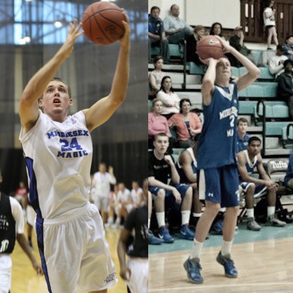 MiddlesexMagic's tweet image. Miami Heat forward Duncan Robinson and Milwaukee Bucks guard Pat Connaughton went head-to-head again recently! It never gets old seeing two of our guys compete in the NBA! #MagicFamily #NBA #MagicInTheNBA #Bucks #Heat