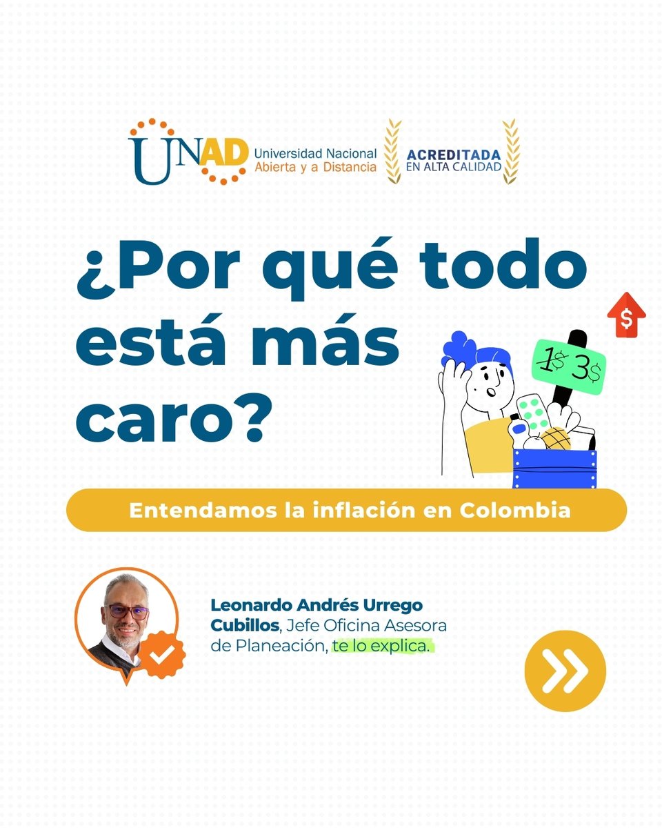 UniversidadUNAD's tweet photo. 💰 ¿Sientes que tu dinero rinde menos cada mes?

Los precios suben y la inflación sigue impactando el bolsillo de los colombianos. Pero, ¿qué la causa y cómo afecta nuestro día a día?

En esta edición de #ExpertosUNAD te lo explican, Leonardo Urrego, director de la Oficina Asesora de Planeación de la UNAD, nos ayuda a entender este fenómeno y brinda consejos clave para proteger nuestras finanzas. 📊💡

🔗 Lee más en: https://t.co/t4euOUmehO

#ExpertosUNAD #VocesUnadistas