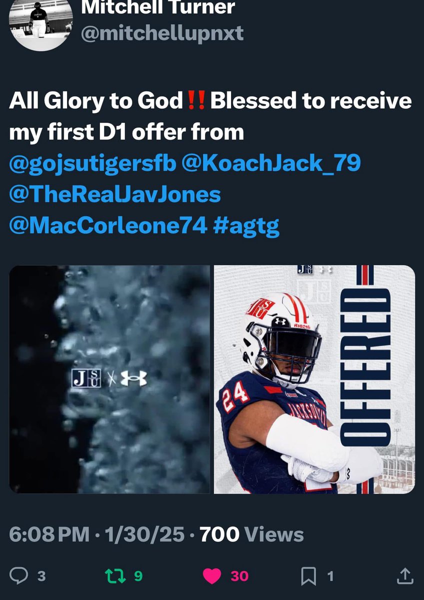Louisville HS Football (@lhswildcats_fb) on Twitter photo β27 DL/OL <a href="/mitchellupnxt/">Mitchell Turner</a> with his first two offers within the last 24 hours π₯
6β2 275lb βοΈ
Jackson State β
Arkansas State β
#OneTeamOneGoal | #BEL13VE β27 DL/OL <a href="/mitchellupnxt/">Mitchell Turner</a> with his first two offers within the last 24 hours π₯
6β2 275lb βοΈ
Jackson State β
Arkansas State β
#OneTeamOneGoal | #BEL13VE