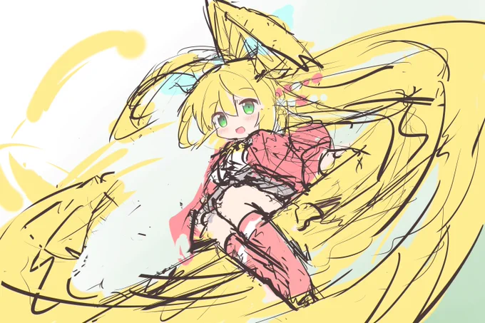 私に『好きに絵を描いても良いよ!』って言うと、暴走しまくってこうなる。久しぶりに自由に絵を描いた気がする。楽しかった,,,・ω・)φ" 