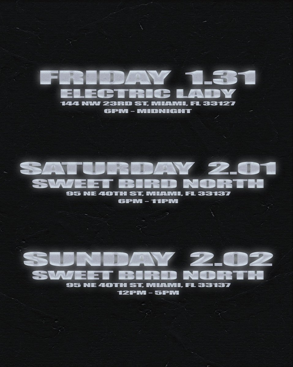 MIAMI!!!

The Weeknd’s ‘Hurry Up Tomorrow’ mobile pop up will be taking place this weekend!