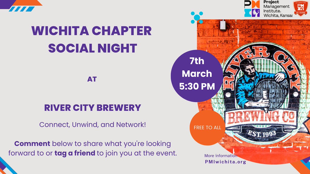 PMI_Wichita's tweet photo. Join Us for a Casual PMI Wichita Meetup on Friday, March 7. Stop by any time between 5:30 to 7:30 PM. This is a free event—just order and pay for your own food or drinks if you'd like!

Please register in advance to help us plan:

https://t.co/NRMhXui078

#PMIWichita #PMI https://t.co/E03d4t06AM