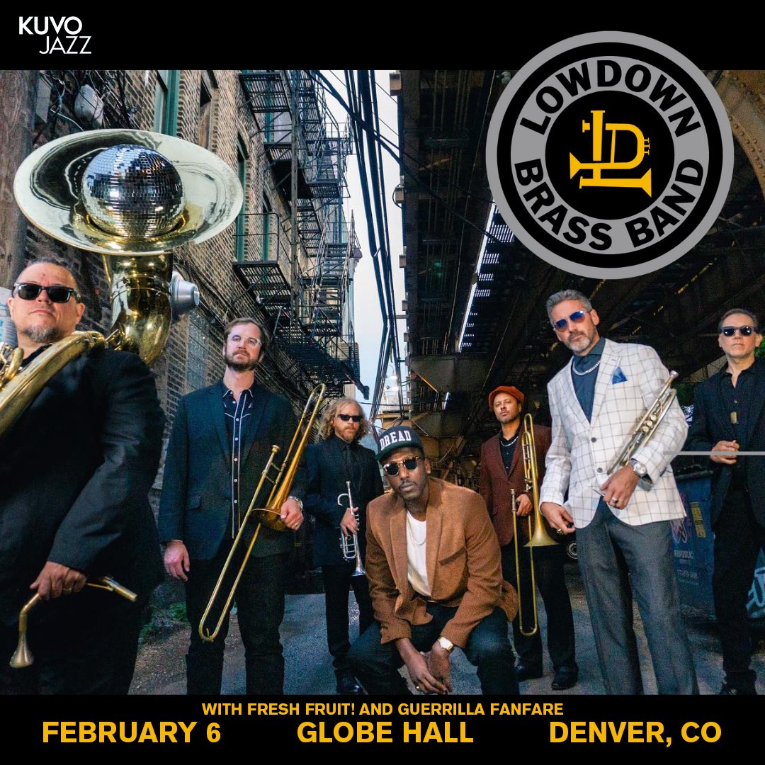 Denver, let’s hang! We’re hittin <a href="/GlobeHallDenver/">Globe Hall</a> in less than a week with Lowdown Brass Band and Fresh Fruit!
Tickets are available on our website. Or, you can Venmo $20 per ticket to @gufa_brass for discounted fee-free presales.