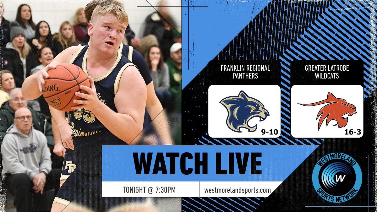 Westmoreland Sports Network (@westmorelandsn) on Twitter photo LIVE BROADCAST - BOYS BASKETBALL š šŗ
Latrobe (16-3) at Franklin Regional (9-10)
Pregame with <a href="/sdmeyers1/">Sean Meyers</a> & Greg Bisignani starts at 7:25 p.m.
Watch it live on WSN ā”ļø webca.st/260626 LIVE BROADCAST - BOYS BASKETBALL š šŗ
Latrobe (16-3) at Franklin Regional (9-10)
Pregame with <a href="/sdmeyers1/">Sean Meyers</a> & Greg Bisignani starts at 7:25 p.m.
Watch it live on WSN ā”ļø webca.st/260626