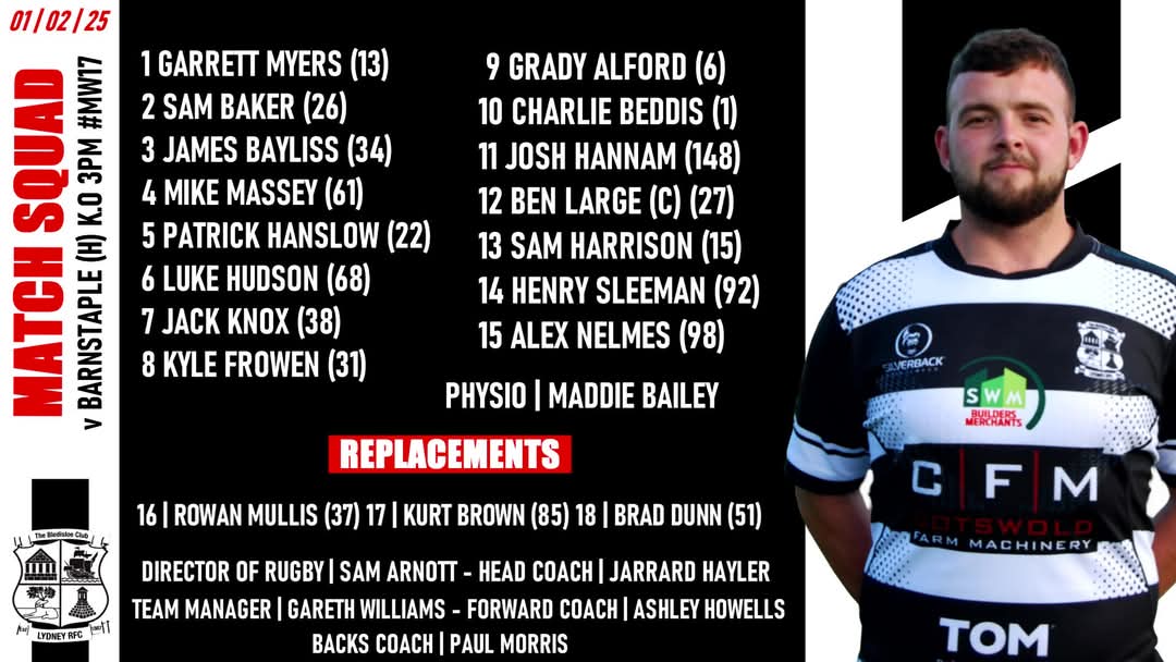 lydney_rfc's tweet image. #MW17 Team Selections 

Lydney 1st XV v Barnstaple | Home – K.O 3pm
Bristol Saracens 1st XV v Lydney United | Away – K.O 2pm

The clubhouse will be showing all Six Nations games live on the BIG screens throughout the weekend 🍻🏉
#Driveonlyd #TheBledisloeClub
