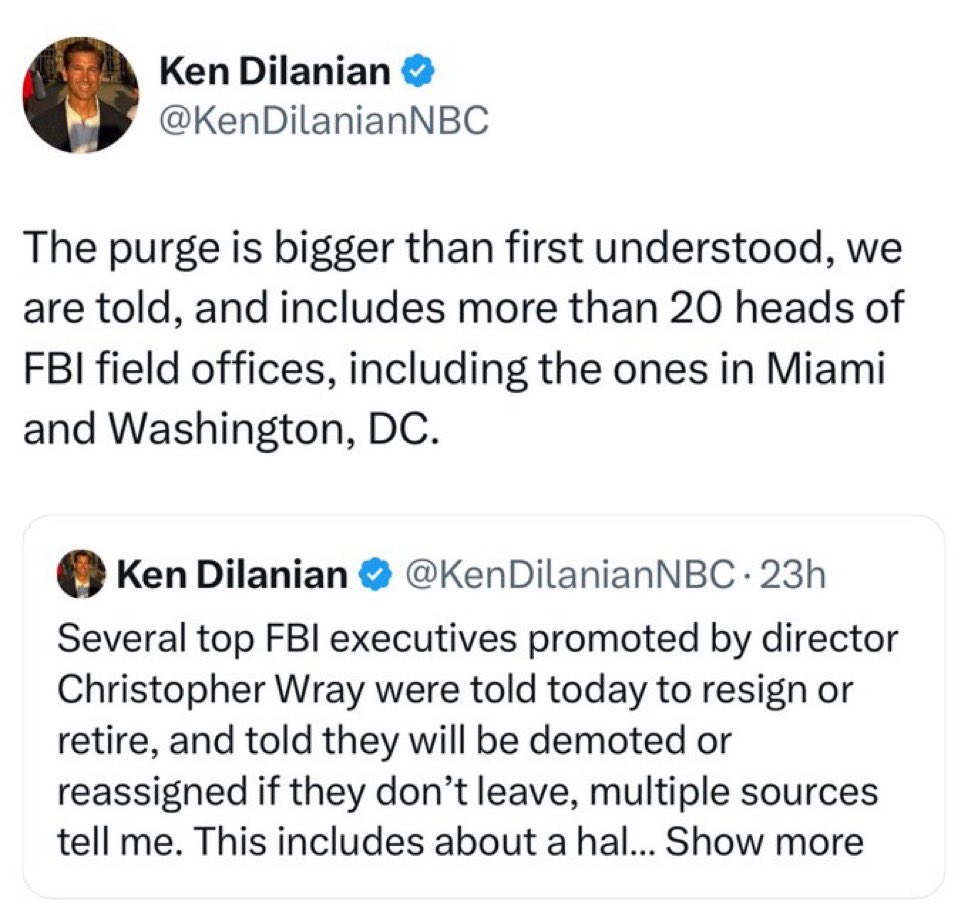 alx's tweet image. Purge underway at the FBI.

All this before Kash Patel is even confirmed.