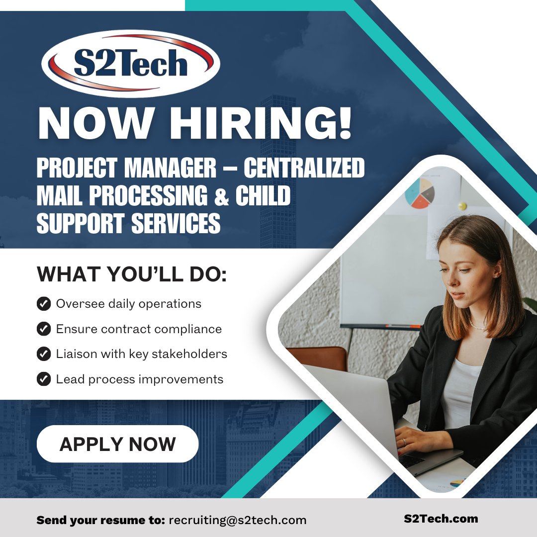 📢 We’re Hiring: Project Manager – Child Support Services (Jefferson City, MO)

✅ 3+ yrs in TANF/Child Support (IV-A/IV-D) programs
✅ PMP certification required

Lead impactful public programs! Apply now: bit.ly/S2TechCareers

#ProjectManager #GovernmentJobs #NowHiring