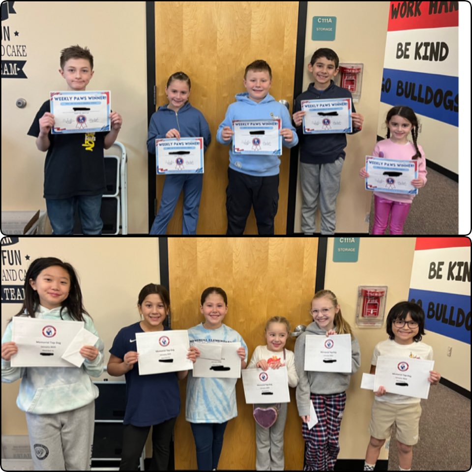 Congrats to this week’s Weekly PAWS winners and to January’s Top Dogs! Way to go, Bulldogs! #WorkHardBeKindGoBulldogs