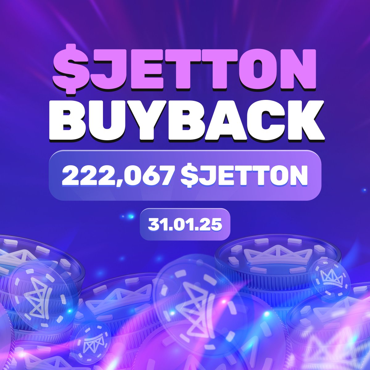 JetTonGames's tweet photo. 🔥 Buyback System January News! 🔥

JetTon continues its monthly buyback reporting!

⚡️ Quick Update: Now, tokens will be burned from three sources.
🔷  JetTon Games – platform deposits in $JETTON
🔷  Farming Bot (https://t.co/TF8Ow1SruF) – all purchases in $JETTON will be automatically burnt
🔷  Extra buyback of the $JETTON with 10% of revenue made by Farming Bot (https://t.co/TF8Ow1SruF)

💎 Burning tokens is a deflationary mechanism that reduces the total supply of $JETTON, increasing its long-term value and positively impacting its price and market capitalization.

Check the transaction 👇

⛓ 222,067 $JETTON burnt in January! (https://t.co/LeOhi6TSWq) ⛓