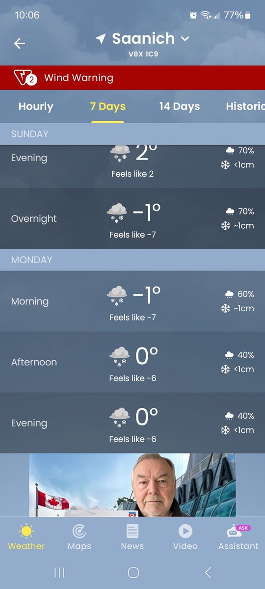 jonnycanuck70's tweet photo. Hey there @WestJet - here's a heads up on weather @YYJ Monday. Lots of time to be ready, unlike the last 3 times I had places to be and we couldnt leave on time. https://t.co/gdAp89uD0B