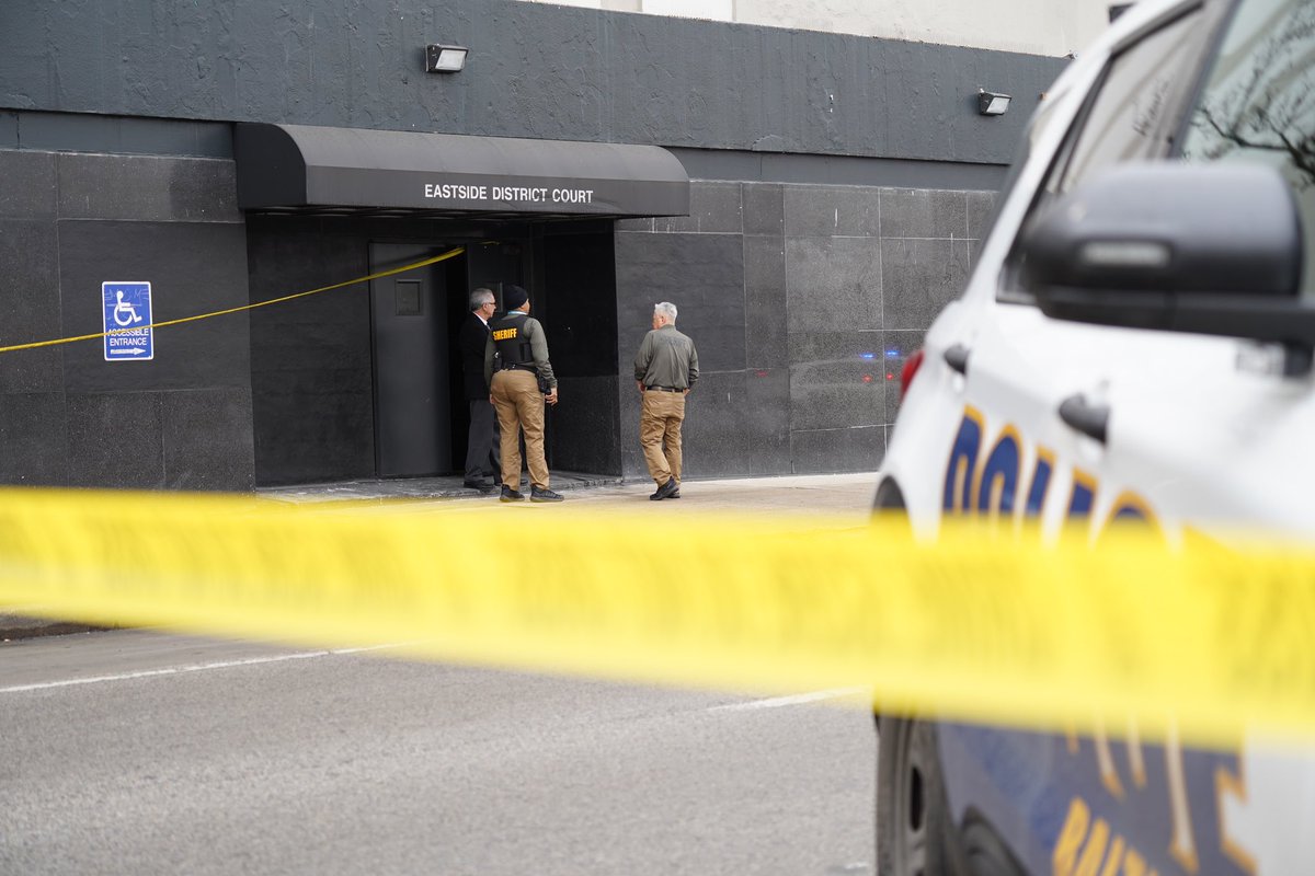 PHOTOS: A 35-year-old man is in the hospital after suffering a self-inflicted gunshot wound after he entered the District Court of Baltimore at 1400 E. North Avenue. Police say the man was “suffering from a behavioral crisis.” Stay with <a href="/FOXBaltimore/">FOX Baltimore</a> for updates. 

📸: @lneblank