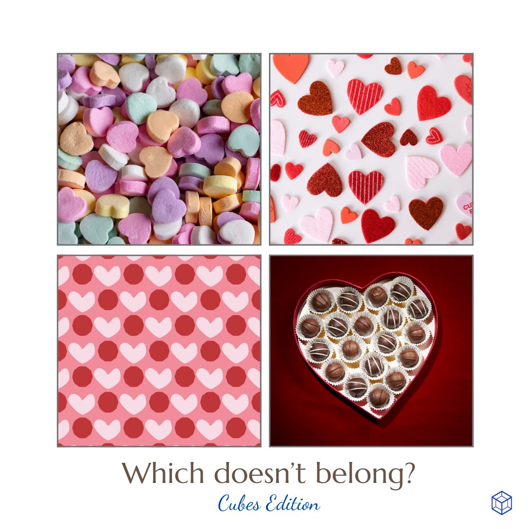 amtnj's tweet image. It's "Which Doesn't Belong" Wednesday! Notice the pictures. Which is unique? #math #mathroutine #njteacher #njteachers #wodb #mathteacher #mathteachers #February #valentines #valentinesday2025 #hearts #february14