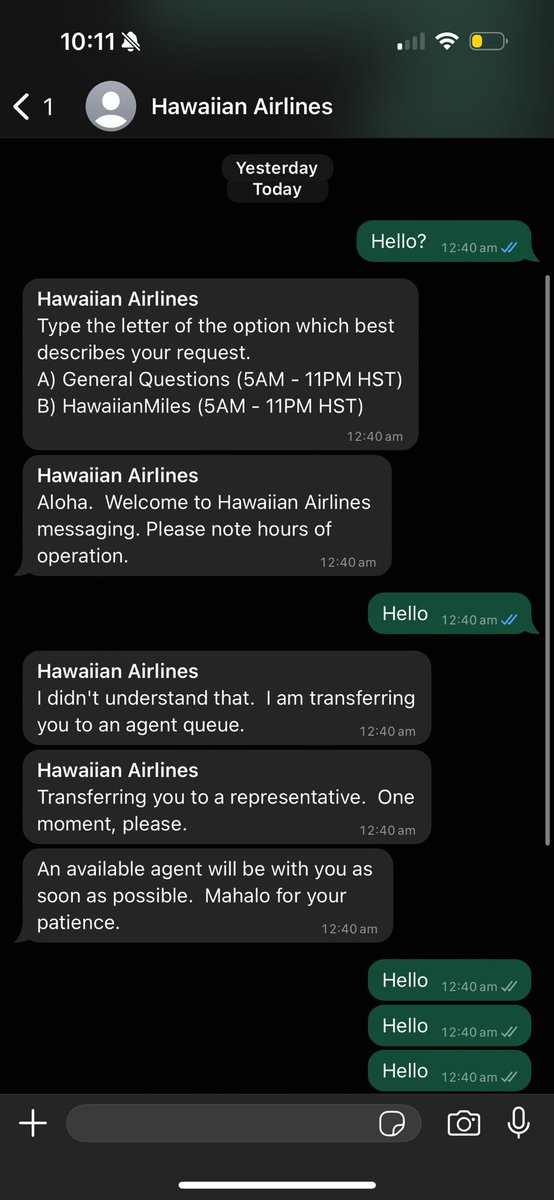 iRheeIrving's tweet photo. @HawaiianAir 2hrs 4min on the phone with Hawaiian but no one picked up… countless unanswered messages with your supposed chat communication… where was everyone? What are ppl supposed to do? https://t.co/EoLsj9EbG8