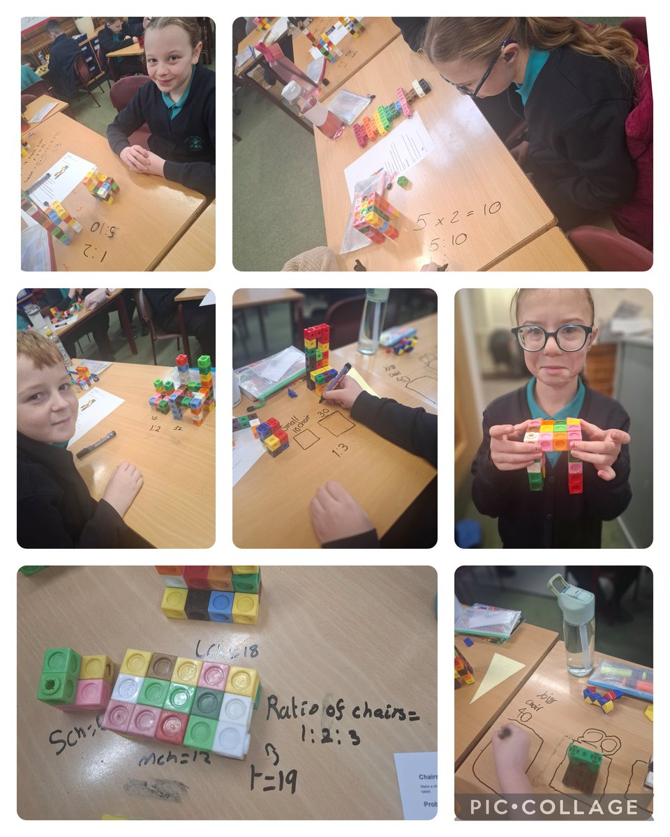 Dosbarth Oak deepening their understanding of ratio and scaling with an adaption of this <a href="/nrichmaths/">NRICH maths</a> challenge. Brilliant job everyone, and fantastic to see you explore this concept with such #determination 💚