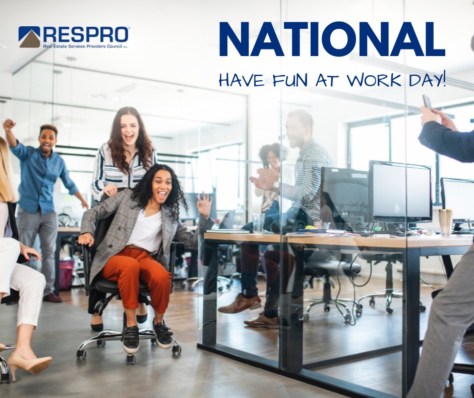 RESPROnline's tweet image. Today is National Have Fun at Work Day, so celebrate accordingly! Leave a comment below about what fun thing you want to do at work today! 😀 

#NationalHaveFunAtWorkDay #RESPRO
