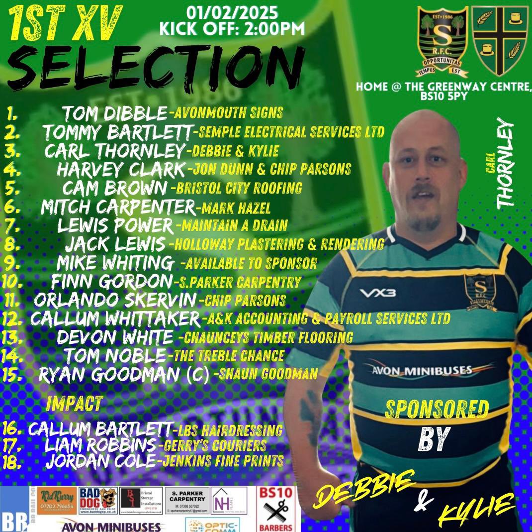 One game tomorrow, the 1st XV are hosting Frampton Cotterell in a league fixture- 2pm kick off.

Good luck all

COTM