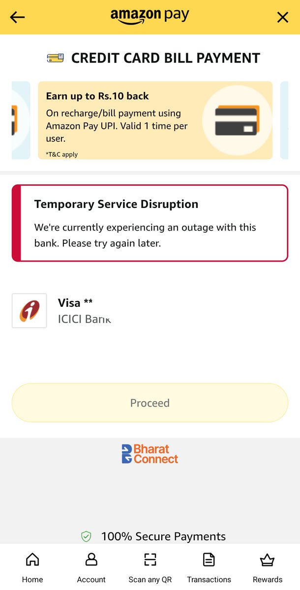 sajithm's tweet photo. Something seems to be wrong with the Amazon Pay ICICI Bank card. Unable to pay with @CRED_club or @amazonpay. Does not seem to be a temporary problem - was the same last month too. https://t.co/5xJ8glqrOK