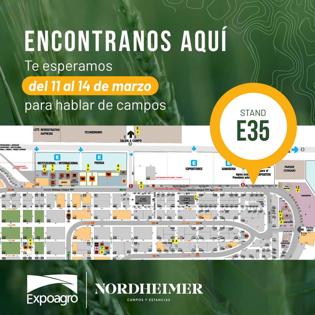 Nos volvemos a encontrar en <a href="/Expoagrocom/">Expoagro</a>  reafirmando nuestro apoyo al desarrollo del campo y conectándonos con quienes comparten nuestra pasión.

✨ Te esperamos del 11 al 14 de marzo en el stand E35

#Nordheimer #Expoagro #PasiónPorElCampo #campoargentino