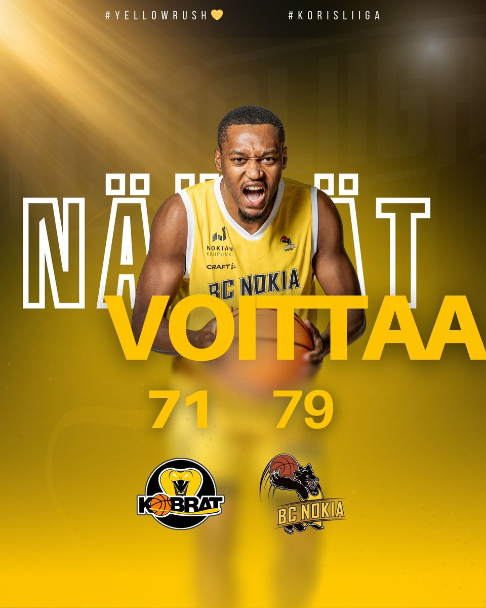 BCNokia's tweet photo. Tärkeät pisteet Lapualta. 👊🏼
#bcnokia #yellowrush💛 #korisliiga https://t.co/ysWvLM1gRB