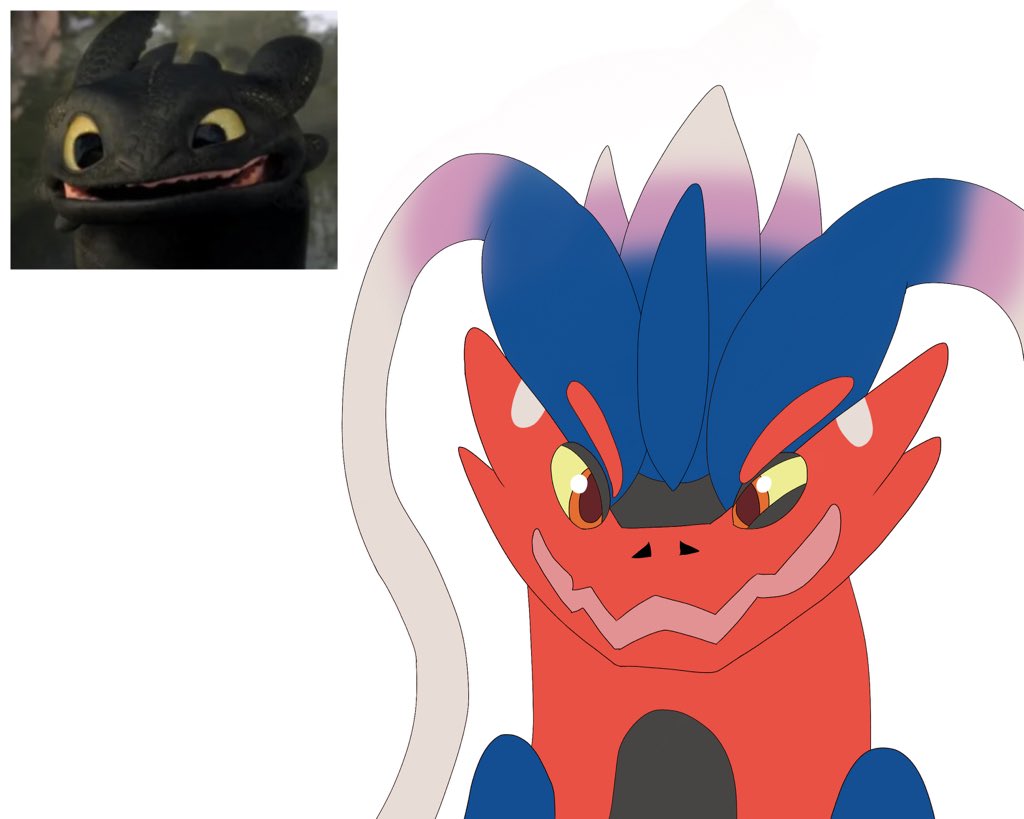 DragonDogFilmsG's tweet photo. I still have a lot of mix feelings with the live action HTTYD film that I don’t know what to feel, so I drew my current comfort character, Koraidon making Toothless expressions to help me cope, cause ya know how similar they are (1/2)

#Koraidon #HTTYDToothless  #コライドン https://t.co/zEfJ5w2nJ6
