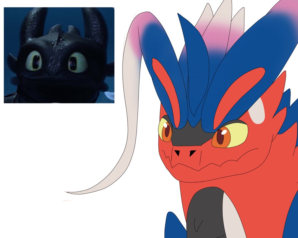 DragonDogFilmsG's tweet photo. I still have a lot of mix feelings with the live action HTTYD film that I don’t know what to feel, so I drew my current comfort character, Koraidon making Toothless expressions to help me cope, cause ya know how similar they are (1/2)

#Koraidon #HTTYDToothless  #コライドン https://t.co/zEfJ5w2nJ6