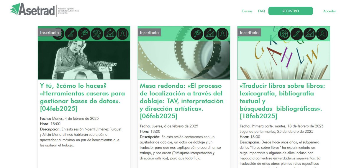 Como viene siendo habitual, desde <a href="/Asetrad_ORG/">Asetrad</a> nos tienen muy mal acostumbrados con una oferta formativa bien suculenta, y aquí tienes los cursos y talleres que se ofertan en febrero, ¡a por ellos!

formacion.asetrad.org